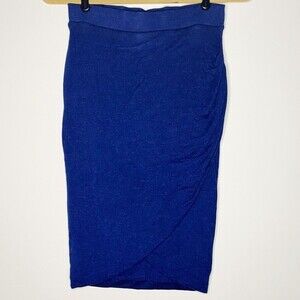 Zara Trafaluc Stretchy Wrap Style Fitted Pencil Skirt Dark Blue Balletcore Sz S
